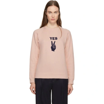 Shop Alexa Chung Alexachung Pink Yes Peace Sign Sweatshirt In 701 Pink