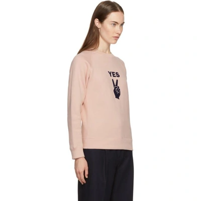 Shop Alexa Chung Alexachung Pink Yes Peace Sign Sweatshirt In 701 Pink