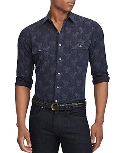 Shop Polo Ralph Lauren Standard Fit Cotton Button-down Workshirt In Indigo Paisley