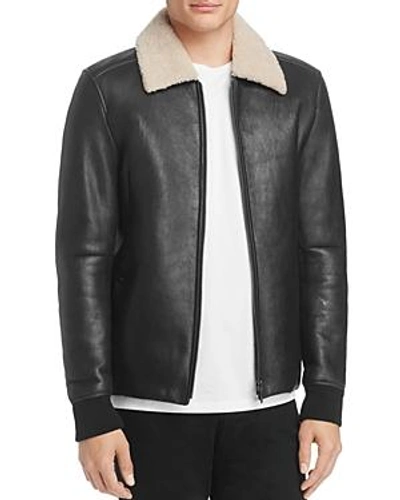 Shop Theory Shearling Bomber Jacket In Black