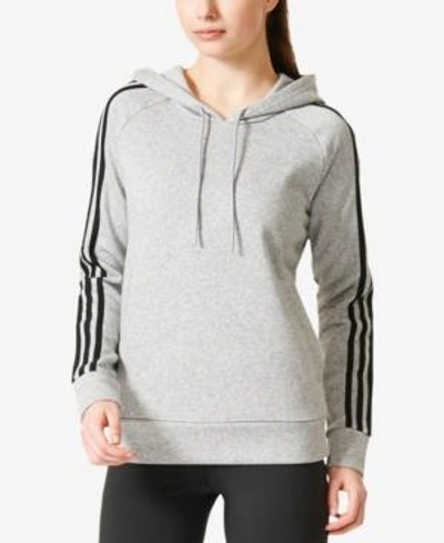 Shop Adidas Originals Adidas Essentials Fleece Hoodie In Medium Grey Heather/black