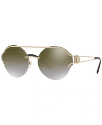 Shop Versace Sunglasses, Ve2184 In Gold/gold Gradient Mirror