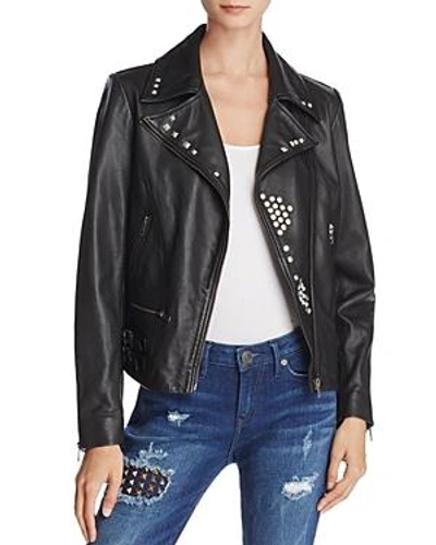 Shop True Religion Studded Leather Jacket In Black
