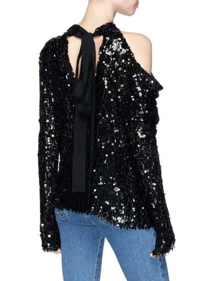 Shop Magda Butrym 'oxford' Cutout Shoulder Sequin Knit Top