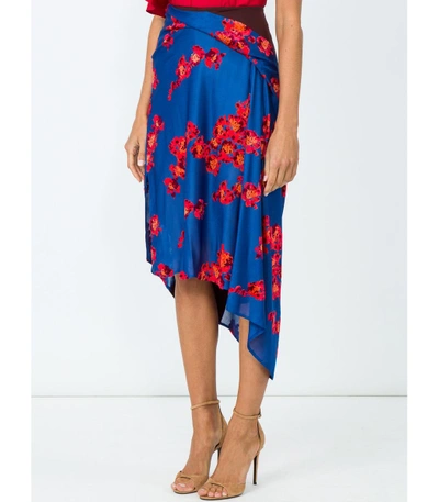 Shop Atlein Blue Jacquard Jersey Asymmetrical Skirt