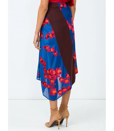 Shop Atlein Blue Jacquard Jersey Asymmetrical Skirt