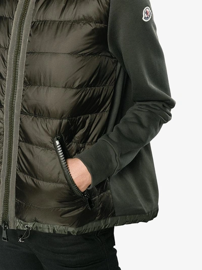 Shop Moncler Padded Front Hooded Jacket In Green