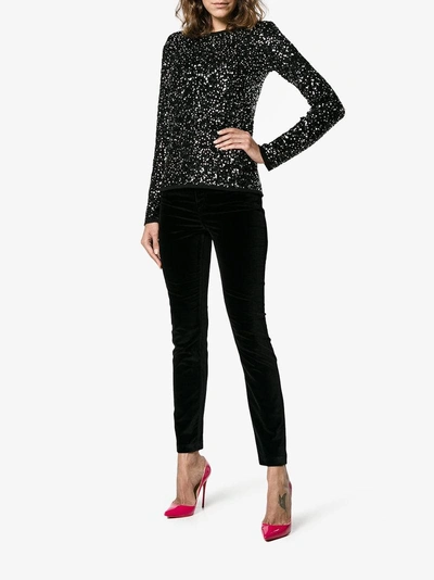 Shop Dolce & Gabbana Mid-rise Skinny Velvet Trousers In Black