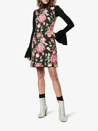 Shop Dolce & Gabbana Sleeveless Floral Brocade Dress In Black
