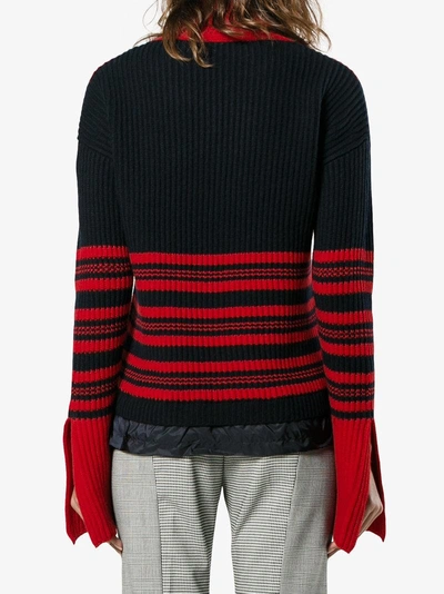 Shop Moncler High-neck Striped Knitted Jumper In Red