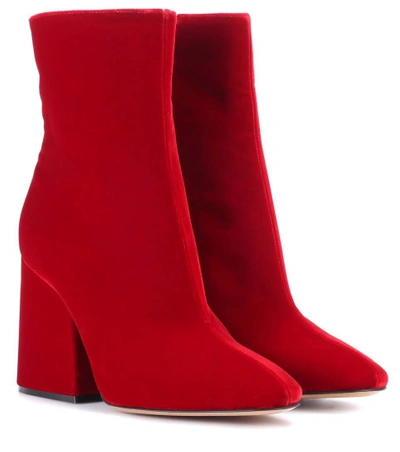 Shop Maison Margiela Velvet Ankle Boots In Red