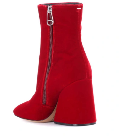 Shop Maison Margiela Velvet Ankle Boots In Red