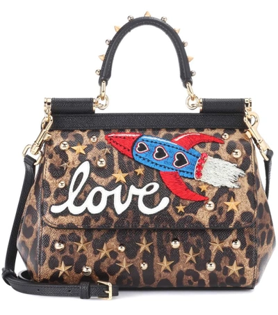 Shop Dolce & Gabbana Sicily Small Leopard-printed Tote In Brown