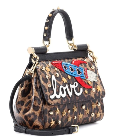 Shop Dolce & Gabbana Sicily Small Leopard-printed Tote In Brown