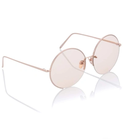 Shop Linda Farrow Round Sunglasses In Gold