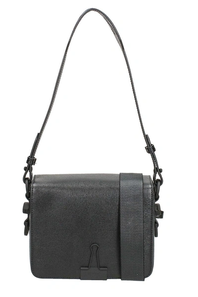 Shop Off-white Grained Leather Small Shoulder Bag In Black