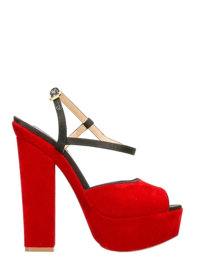 Shop Dsquared2 Ziggy Velvet Sandals In Red
