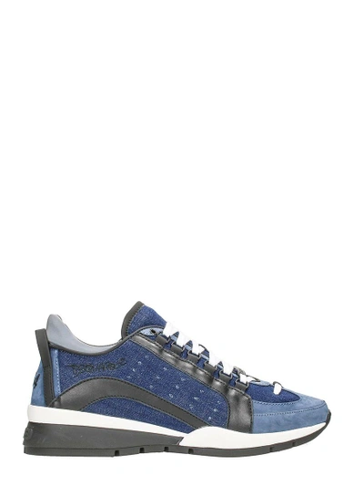 Shop Dsquared2 551 Blue Denim And Suede Sneakers