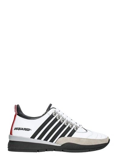 Shop Dsquared2 251 White Leather Sneakers In Black