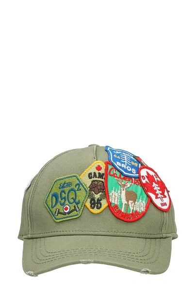 Shop Dsquared2 Patchwork Green Cotton Hat