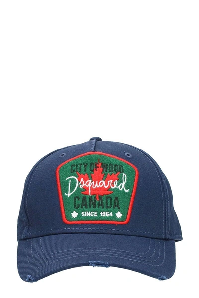 Shop Dsquared2 City Woods Blue Cotton Hat