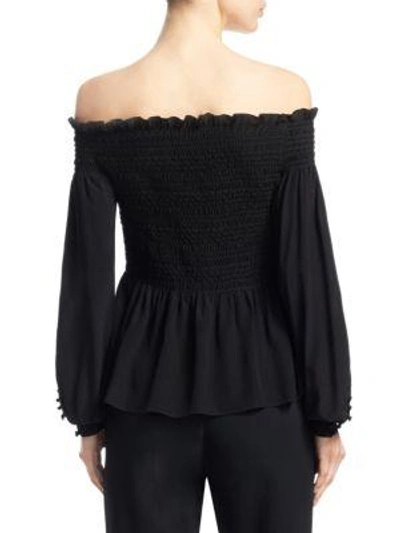 Shop A.l.c Phoenix Crochet Silk Top In Black