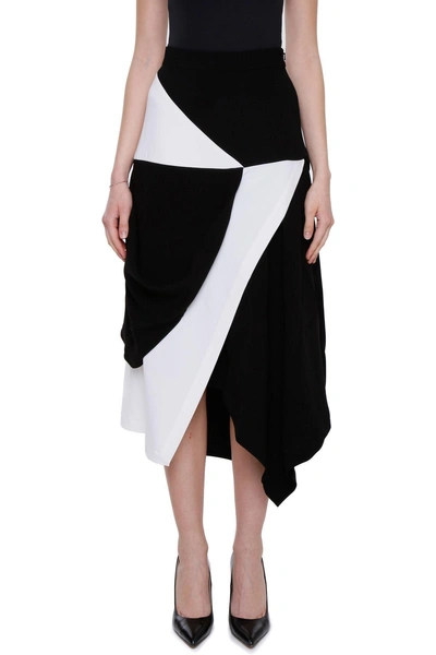 Shop Jw Anderson Contrast Asymmetric Skirt In Blackbianco