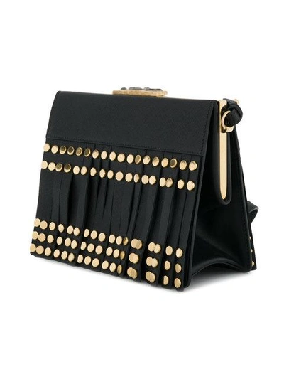 Shop Prada Light Frame Studded Shoulder Bag - Black