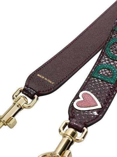 Shop Dolce & Gabbana Logo Bag Strap In 80308 Bordeaux