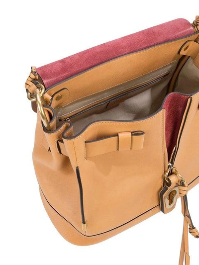 Shop Chloé Owen Flap Tote Bag - Brown