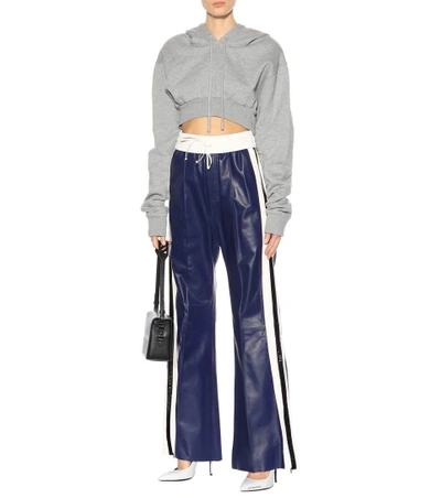 Shop Off-white Leather Trousers In Dark Llue