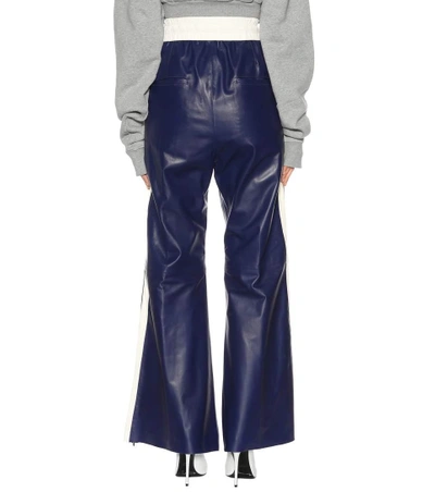 Shop Off-white Leather Trousers In Dark Llue