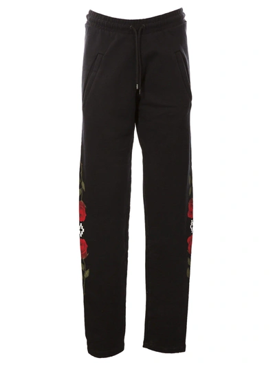 Shop Marcelo Burlon County Of Milan Rose Print Track Pants In Black-red