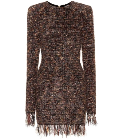 Shop Balmain Metallic Tweed Dress In Lrowe Caramel