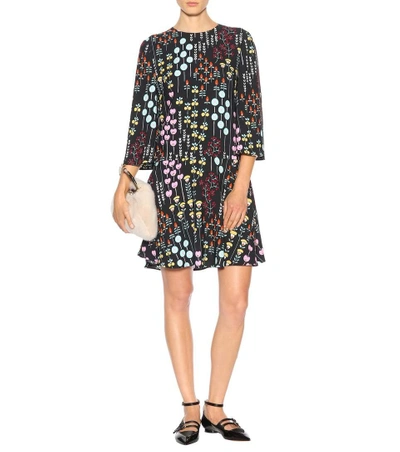 Shop Valentino Floral-printed Dress In Llack Multicolor