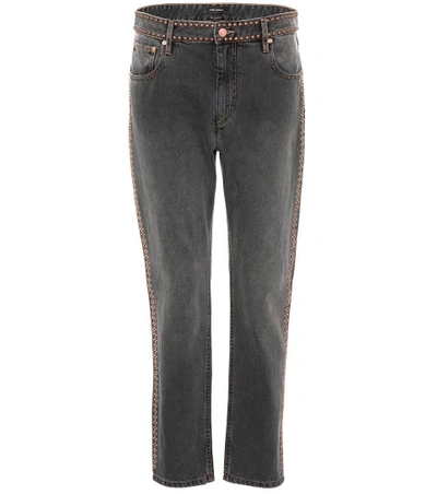 Shop Isabel Marant Netiff Studded Cropped Jeans In Grey