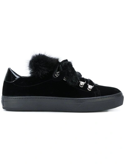 Shop Tod's Fur-trimmed Sneakers