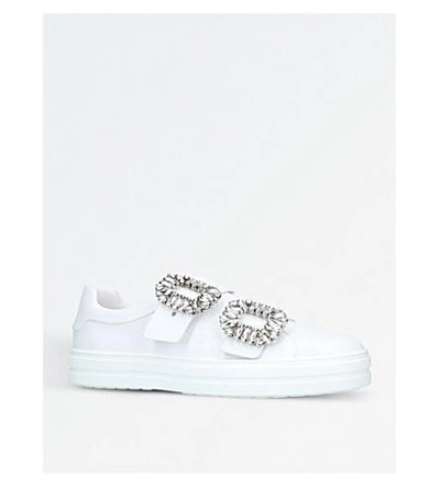 Shop Roger Vivier Sneaky Viv Leather Trainers In White