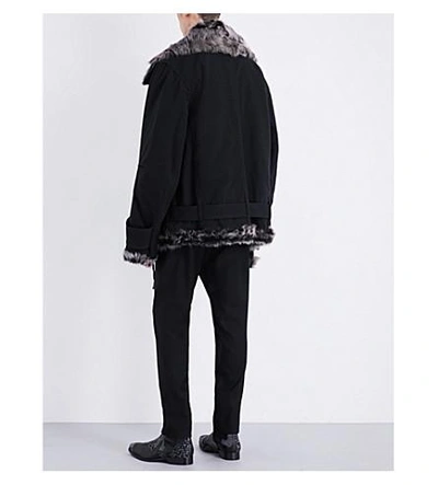 Shop Ann Demeulemeester Fundamental Shearling And Wool-blend Jacket In Black