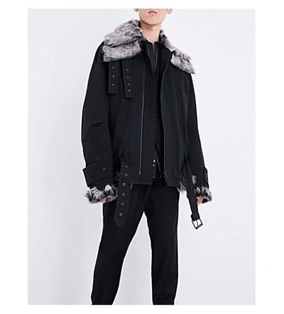 Shop Ann Demeulemeester Fundamental Shearling And Wool-blend Jacket In Black