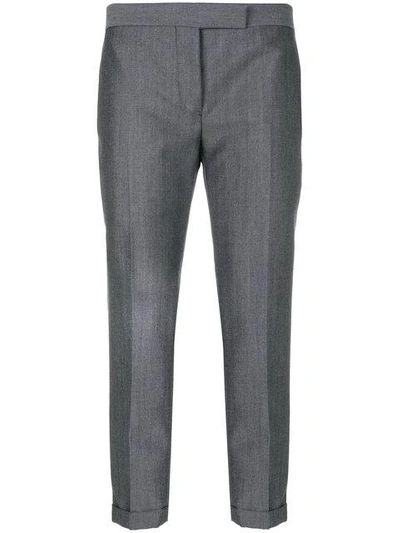 Shop Thom Browne Cropped Skinny Trousers In Grey