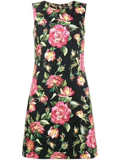Shop Dolce & Gabbana Sleeveless Floral Brocade Dress - Black
