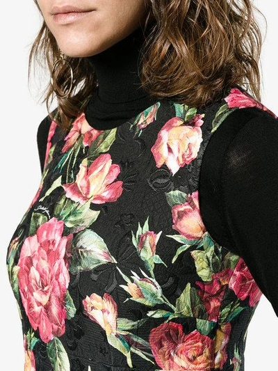 Shop Dolce & Gabbana Sleeveless Floral Brocade Dress - Black