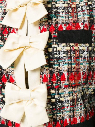 Shop Gucci Bow-embellished Tweed Jacket In Multicolour