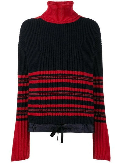 Shop Moncler High-neck Striped Knitted Jumper - Red
