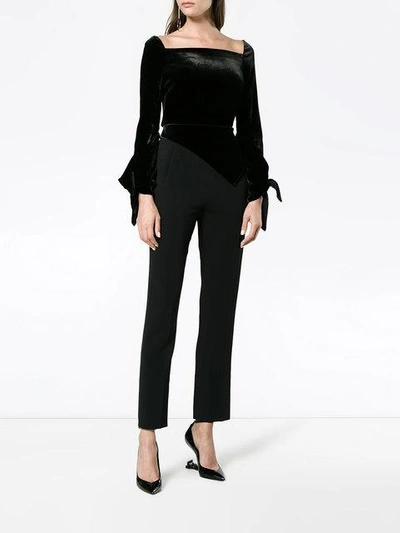 Shop Roland Mouret Rayleigh Velvet Square Neck Jumpsuit - Black