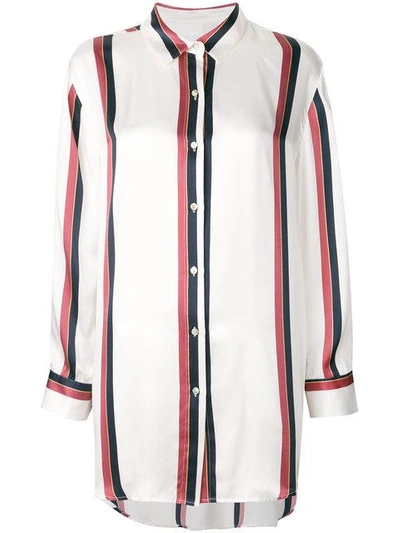 Shop Asceno Bold Stripe Sleep Shirt In Ocre