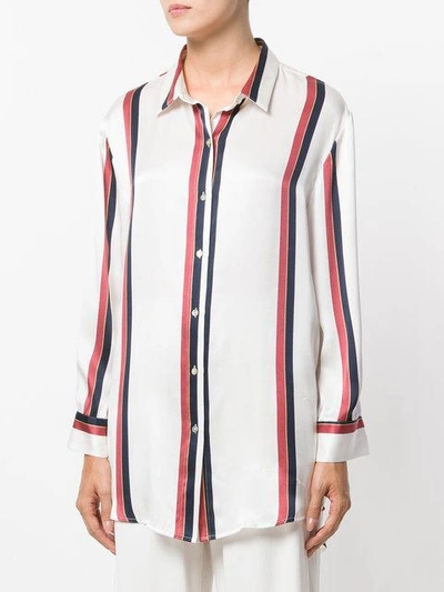 Shop Asceno Bold Stripe Sleep Shirt In Ocre