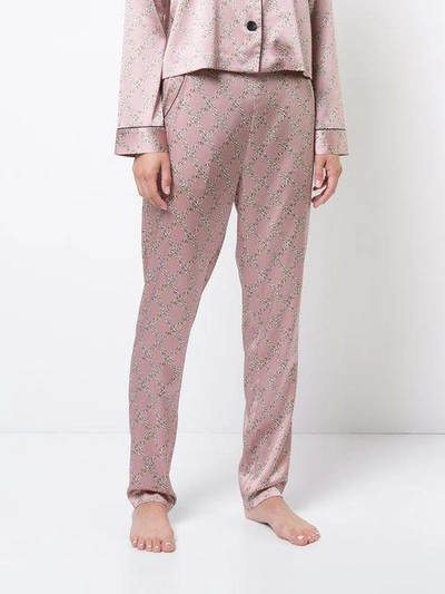 Shop Fleur Du Mal Contrast Back Seam Pyjama Trousers - Pink In Pink & Purple