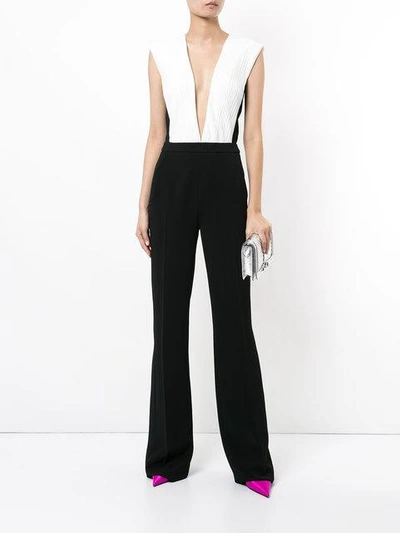 Shop Mugler Deep V-neck Jumpsuit In Black